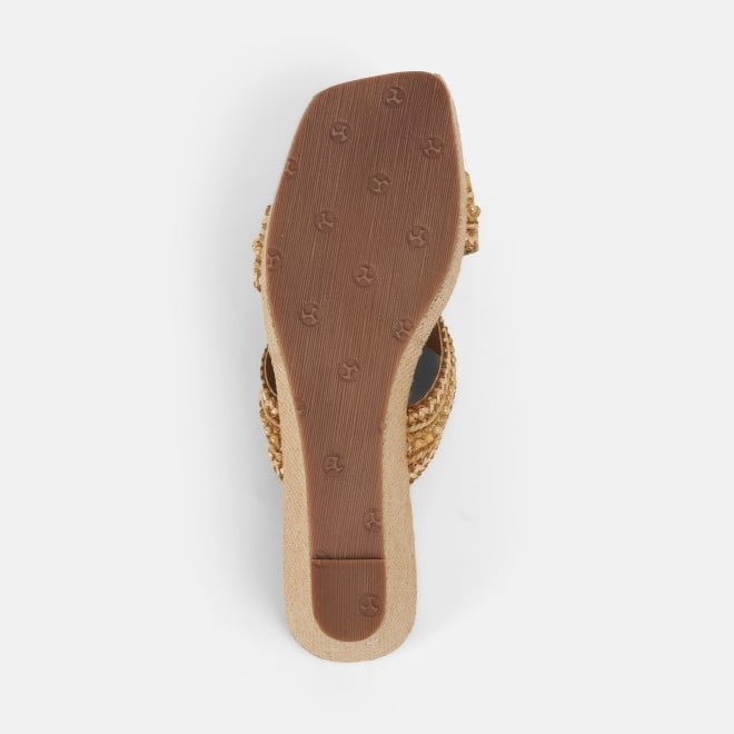 Mochi Women Beige Ethnic Slip Ons (SKU: 34-385-20-36)