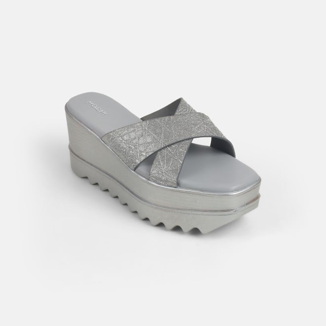 Mochi Women Gun-Metal Casual Slip Ons
