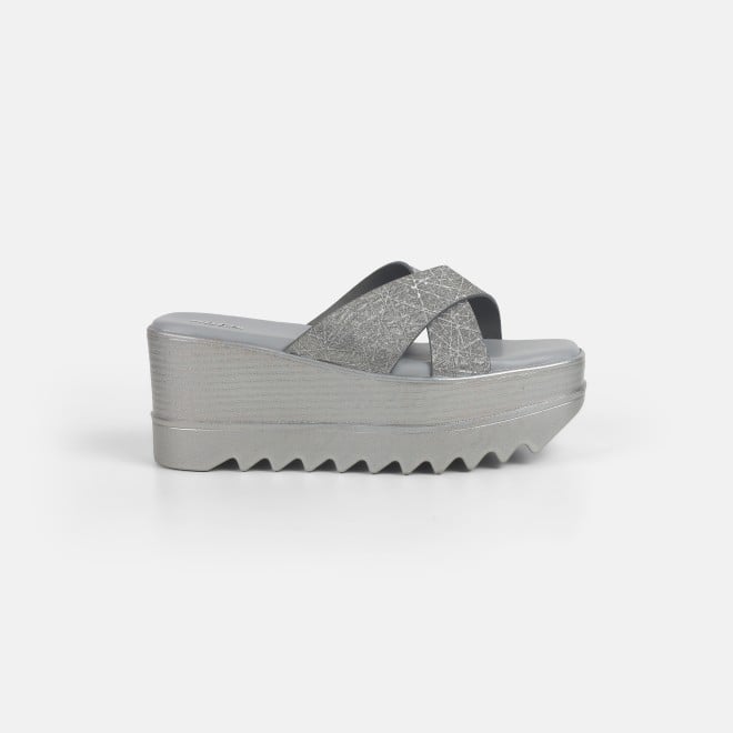 Mochi Women Gun-Metal Casual Slip Ons (SKU: 34-388-29-36)