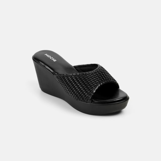 Mochi Women Black Casual Slip Ons