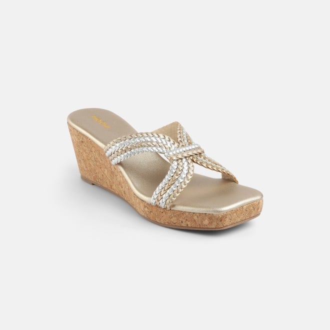 Mochi Women Gold Casual Slip Ons