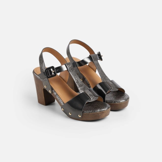 Mochi Women Gun-metal Casual Sandals (SKU: 34-413-29-36)