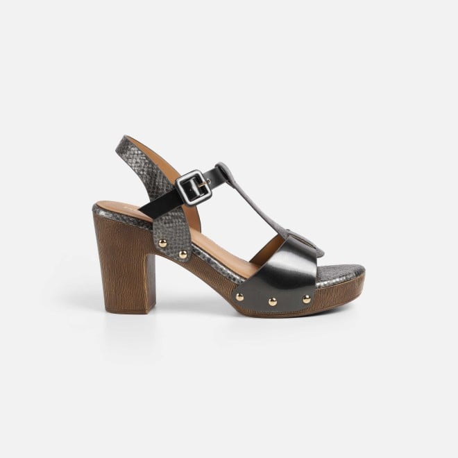 Mochi Women Gun-metal Casual Sandals (SKU: 34-413-29-36)