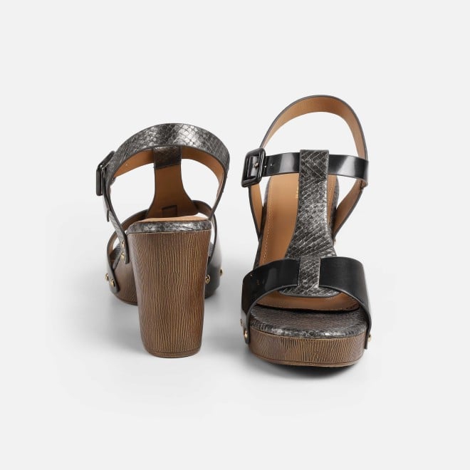 Mochi Women Gun-metal Casual Sandals (SKU: 34-413-29-36)