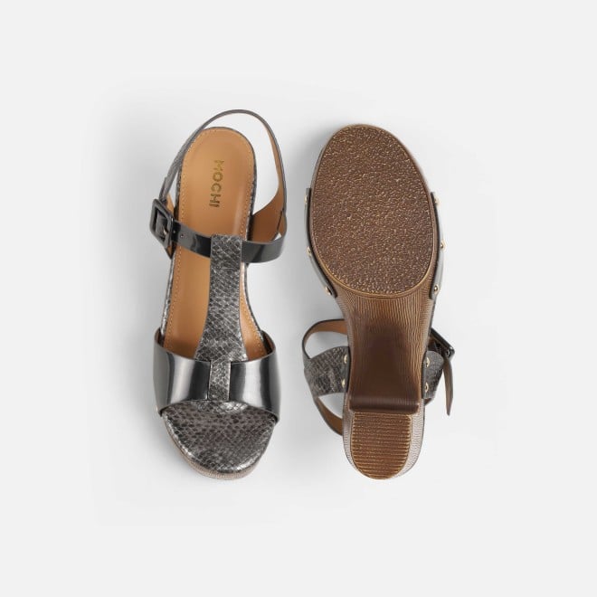 Mochi Women Gun-metal Casual Sandals (SKU: 34-413-29-36)