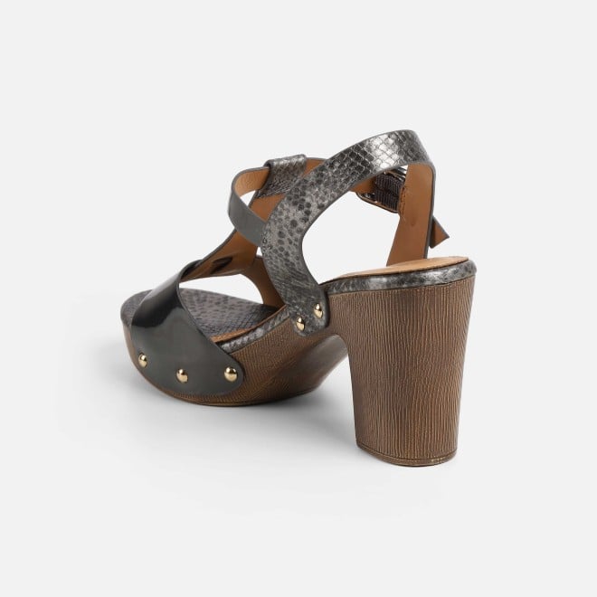 Mochi Women Gun-metal Casual Sandals (SKU: 34-413-29-36)