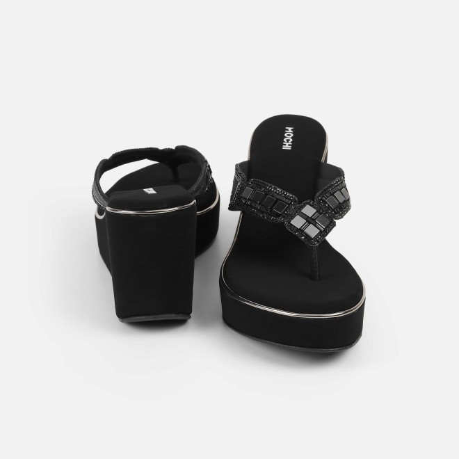 Mochi Women Black Casual Slip Ons (SKU: 34-414-11-37)