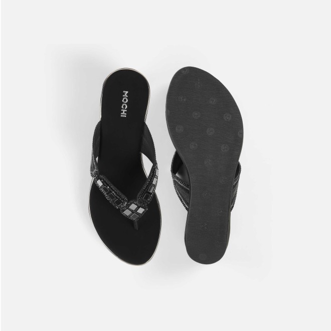 Mochi Women Black Casual Slip Ons (SKU: 34-414-11-37)