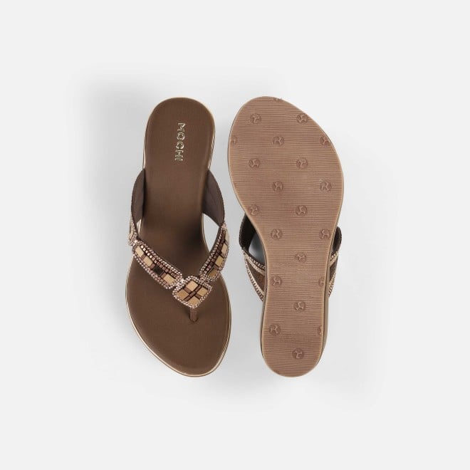 Mochi Women Brown Casual Slip Ons (SKU: 34-414-12-37)