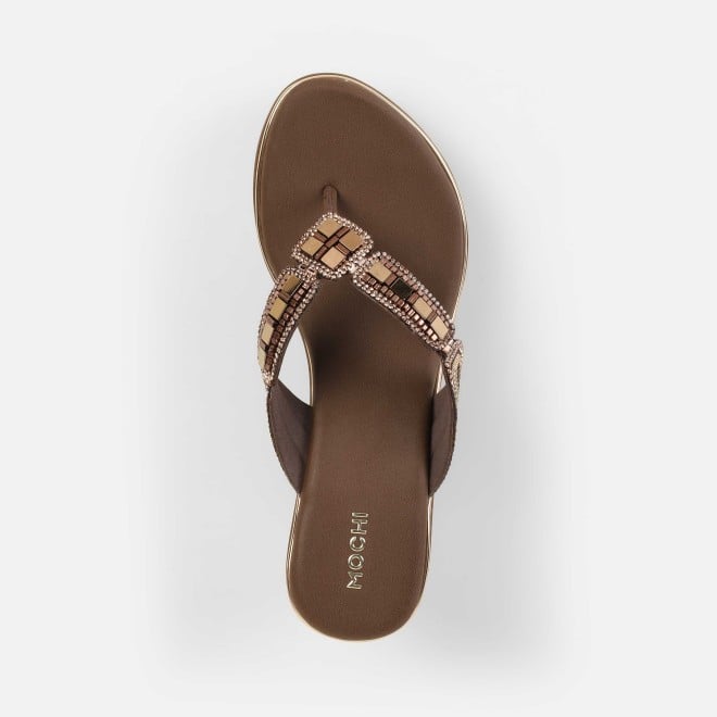Mochi Women Brown Casual Slip Ons (SKU: 34-414-12-37)