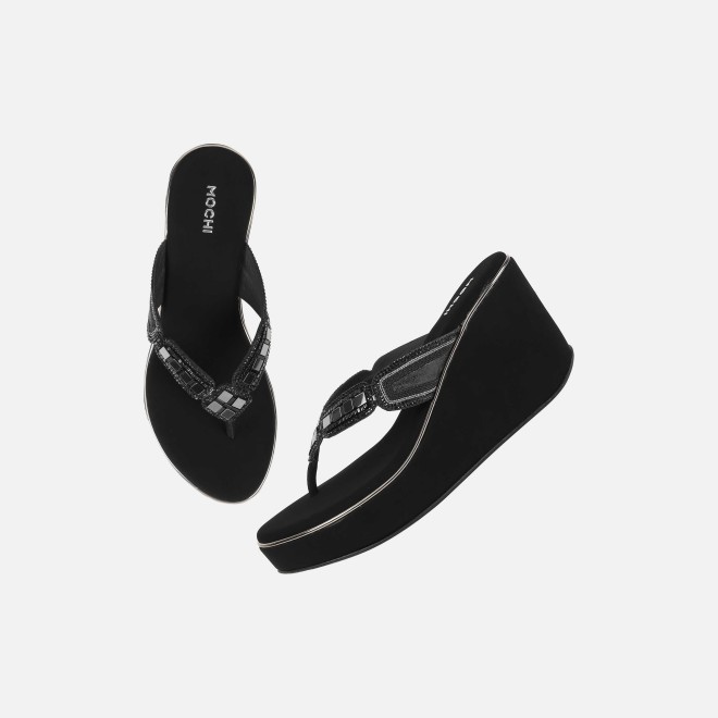 Mochi Women Black Casual Slip Ons (SKU: 34-414-11-37)