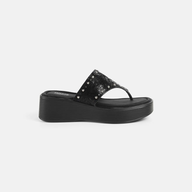 Mochi Women Black Casual Slippers (SKU: 34-416-11-36)