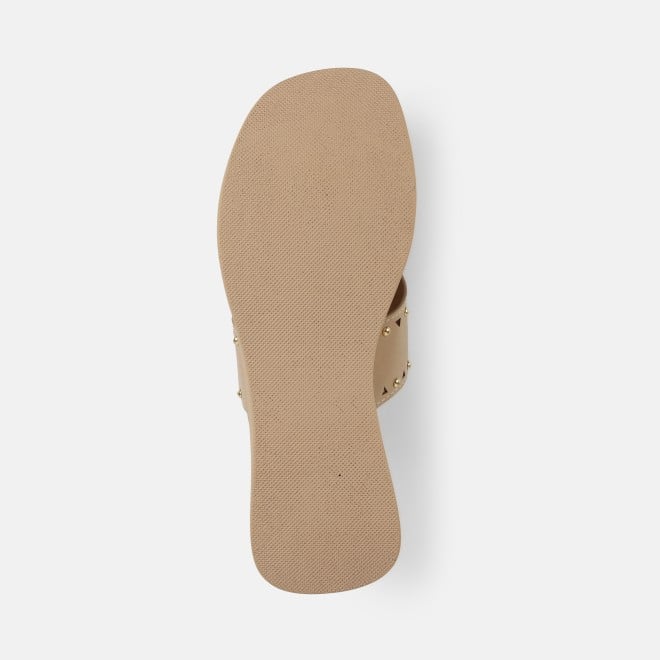 Mochi Women Beige Casual Slippers (SKU: 34-416-20-36)