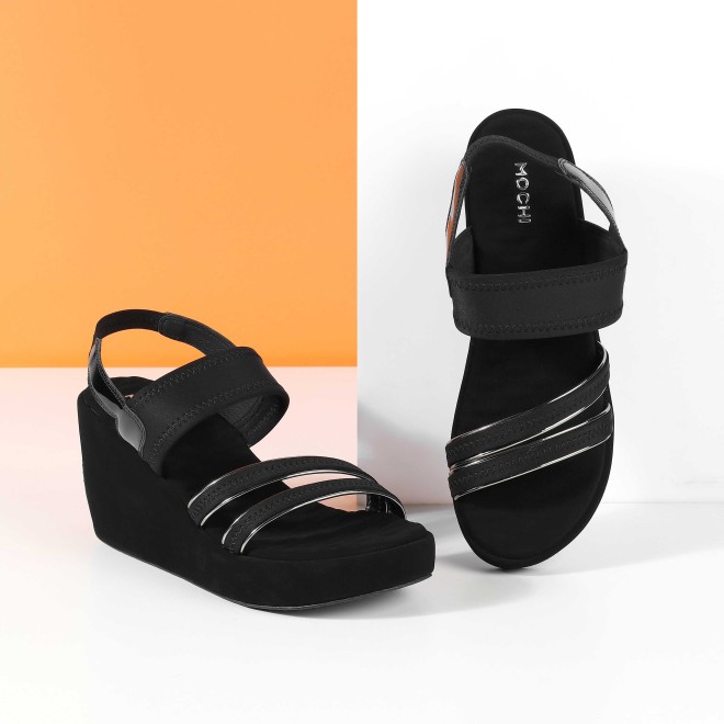 Mochi Women Black Casual Sandals