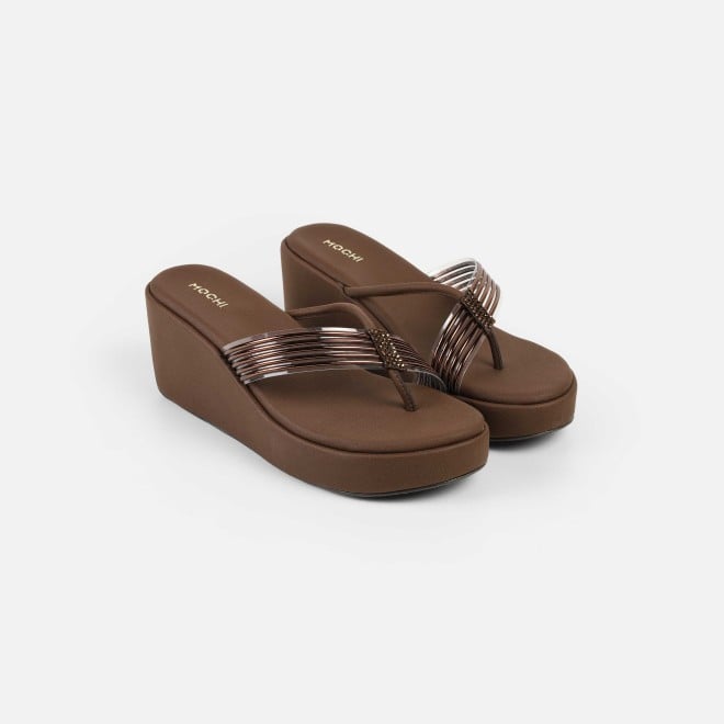 Mochi Women Brown Casual Slip Ons (SKU: 34-418-12-36)