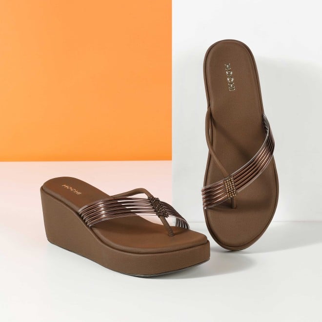 Mochi Women Brown Casual Slip Ons