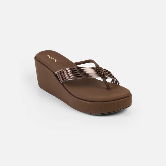 Mochi Women Brown Casual Slip Ons (SKU: 34-418-12-36)