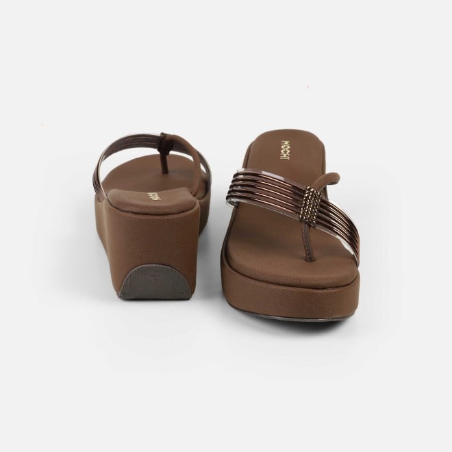 Mochi Women Brown Casual Slip Ons (SKU: 34-418-12-36)