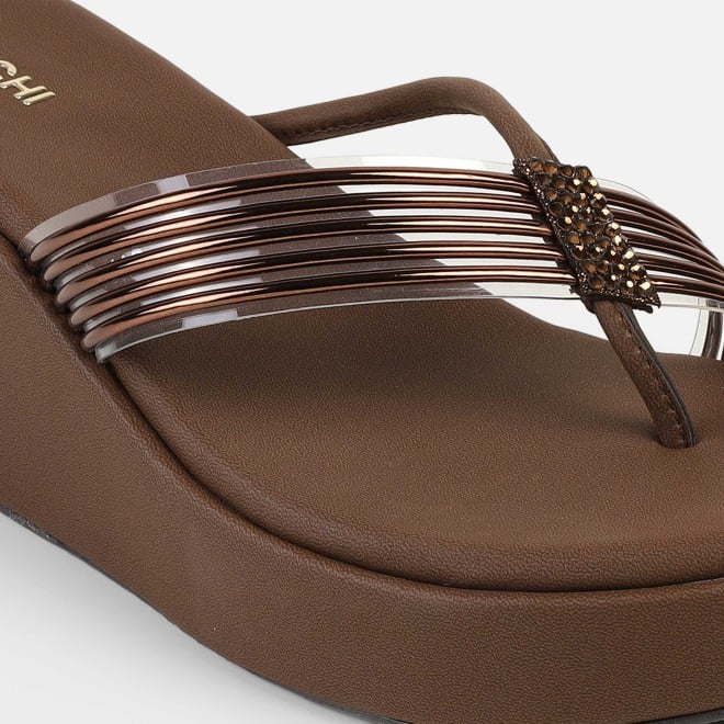 Mochi Women Brown Casual Slip Ons (SKU: 34-418-12-36)