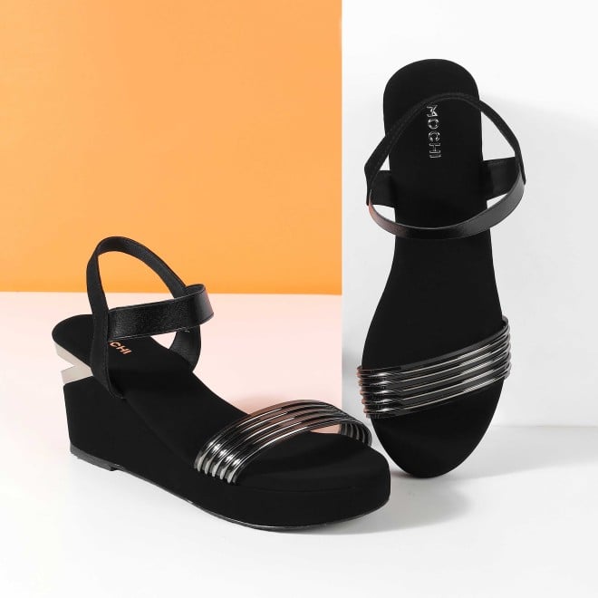 Mochi Women Black Casual Sandals