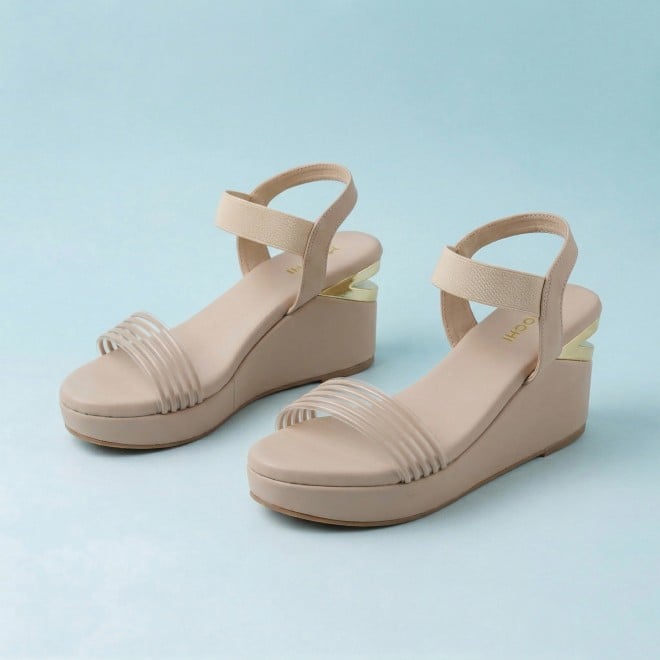 Mochi Women Beige Casual Sandals (SKU: 34-419-20-36)
