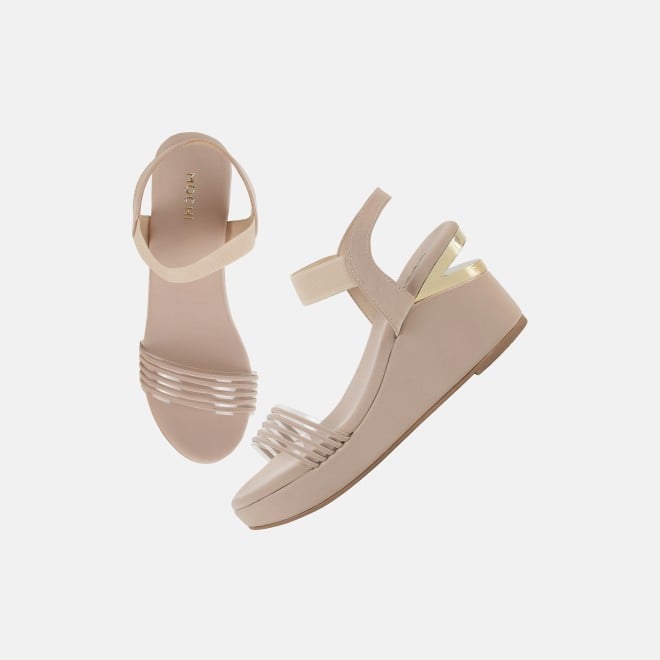 Mochi Women Beige Casual Sandals (SKU: 34-419-20-36)