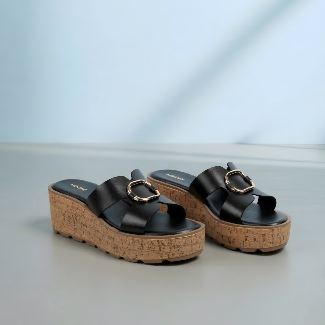 Mochi Women Black Casual Slip Ons