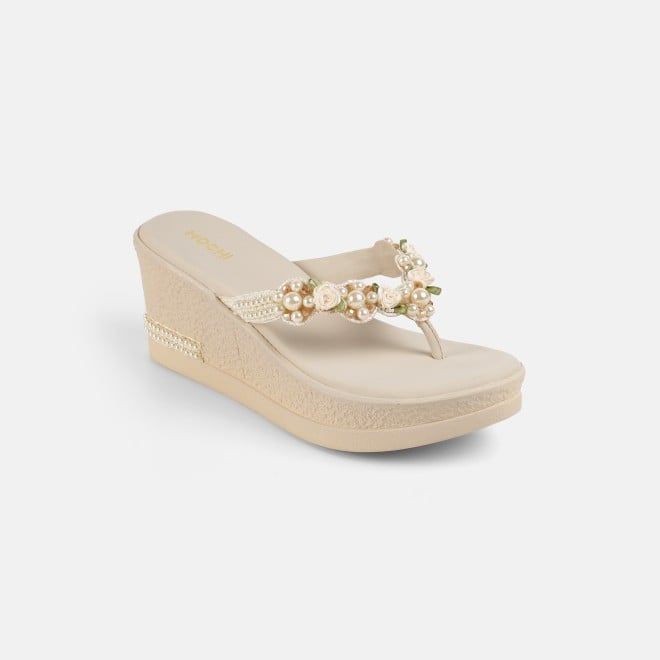 Mochi Women Beige Casual Slip Ons (SKU: 34-421-20-36)