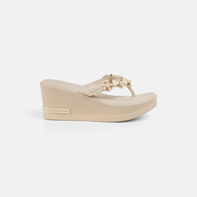 Mochi Women Beige Casual Slip Ons (SKU: 34-421-20-36)