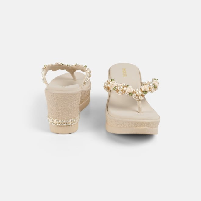 Mochi Women Beige Casual Slip Ons (SKU: 34-421-20-36)