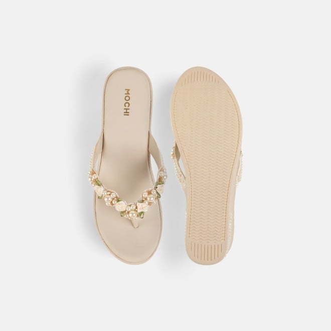 Mochi Women Beige Casual Slip Ons (SKU: 34-421-20-36)