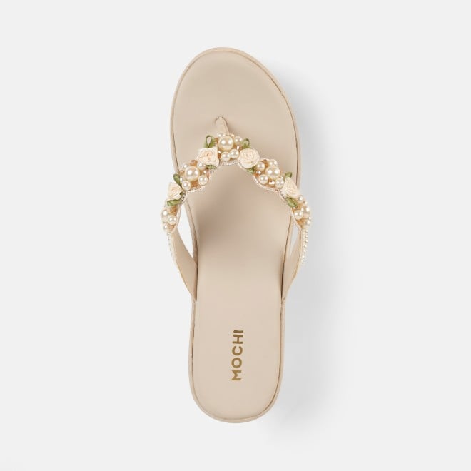 Mochi Women Beige Casual Slip Ons (SKU: 34-421-20-36)