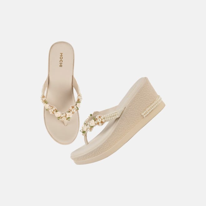 Mochi Women Beige Casual Slip Ons (SKU: 34-421-20-36)