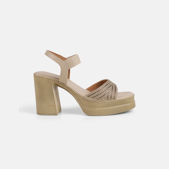 Mochi Women Beige Casual Sandals (SKU: 34-423-20-36)