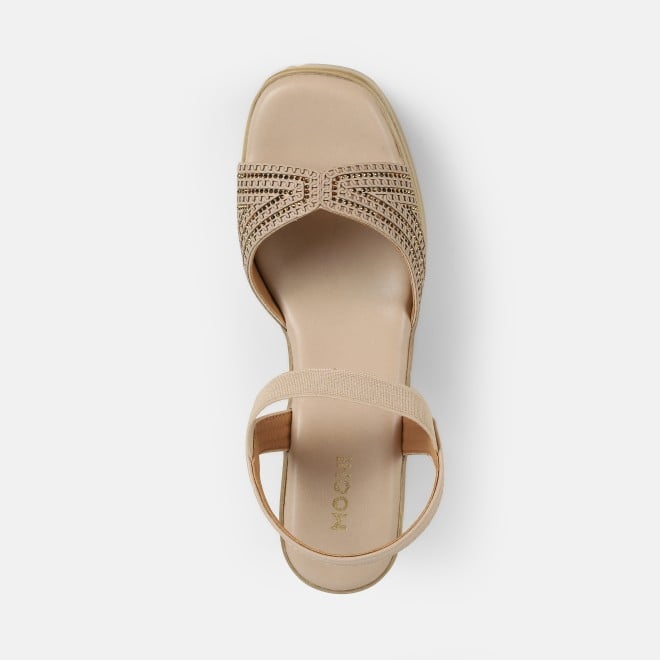 Mochi Women Beige Casual Sandals (SKU: 34-423-20-36)