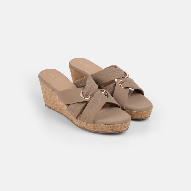 Mochi Women Beige Casual Slip Ons (SKU: 34-438-20-36)