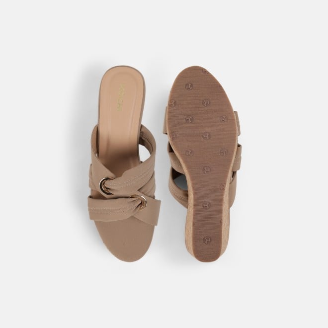 Mochi Women Beige Casual Slip Ons (SKU: 34-438-20-36)