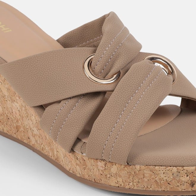 Mochi Women Beige Casual Slip Ons (SKU: 34-438-20-36)