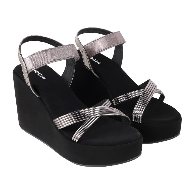 Mochi Women Gun-Metal Party Sandals