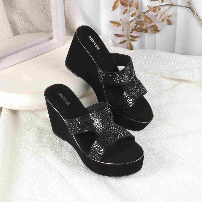 Mochi Women Black Casual Slip Ons