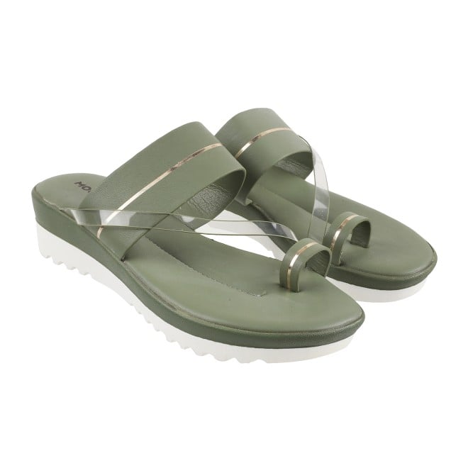 Mochi Women Green Casual Sandals