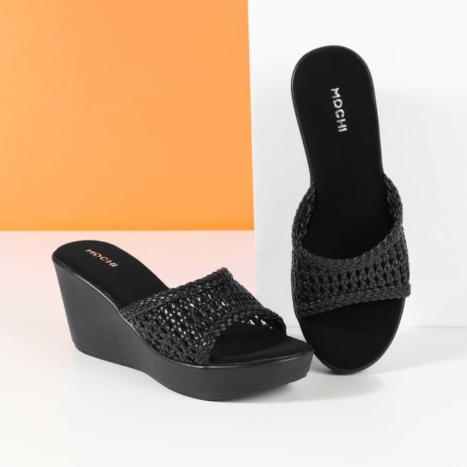 Mochi Women Black Casual Slip Ons