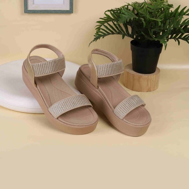 Mochi Women Gold Casual Sandals