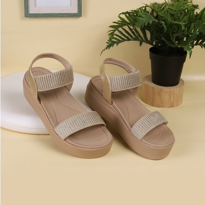 Mochi Women Gold Casual Sandals