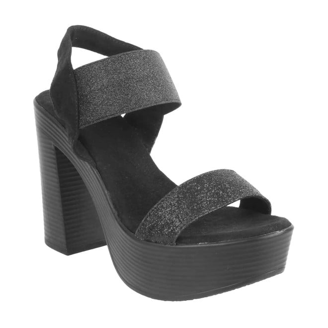 Mochi Black Party Sandals for Women
