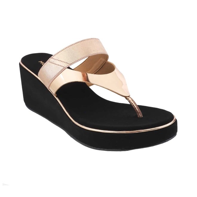 Mochi Women Rose-Gold Casual Slippers