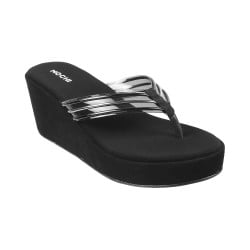 Mochi Black Casual Slippers
