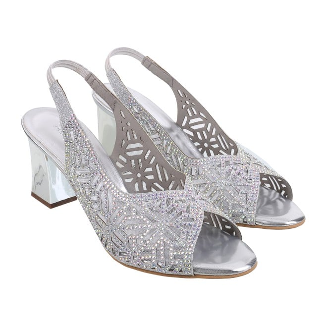 Mochi Women Silver Wedding Sandals