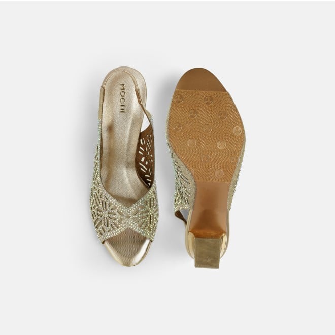 Mochi Women Gold Wedding Sandals (SKU: 35-1077-15-36)