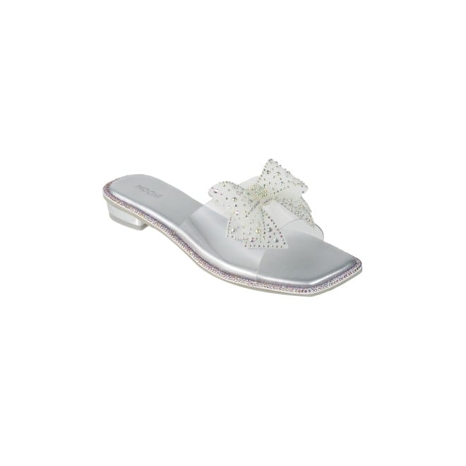 Mochi Women Silver Party Slip Ons (SKU: 35-1207-27-36)